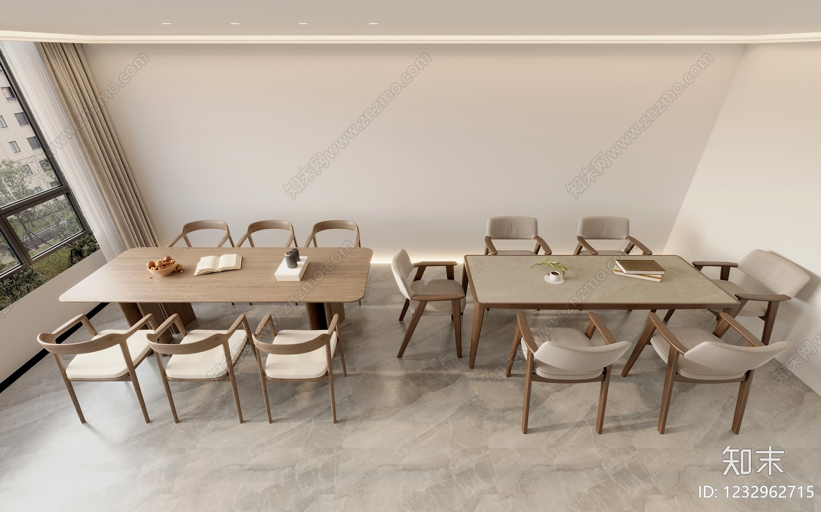 原木风餐桌SU模型下载【ID:1232962715】
