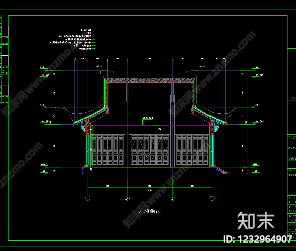 仿古建筑cad施工图下载【ID:1232964907】