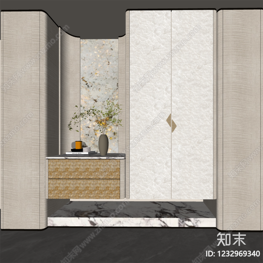 轻奢衣柜SU模型下载【ID:1232969340】