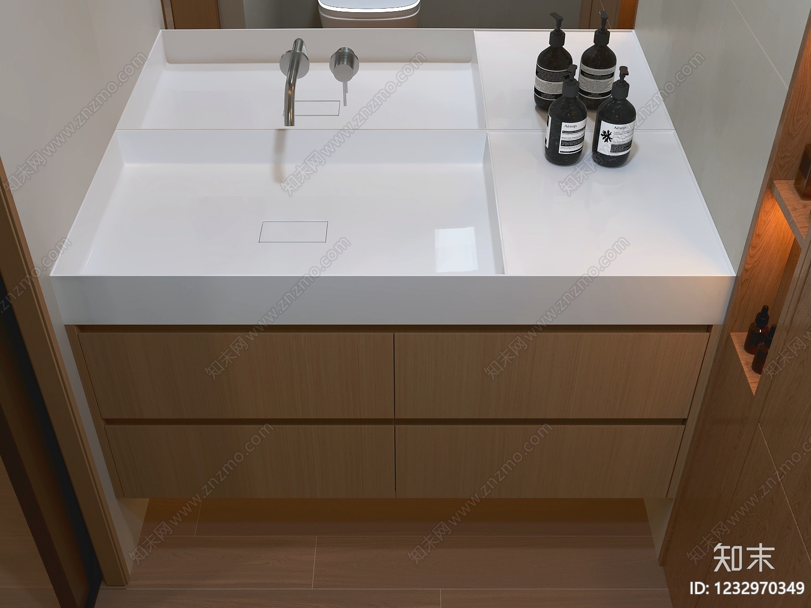 原木风洗手台SU模型下载【ID:1232970349】