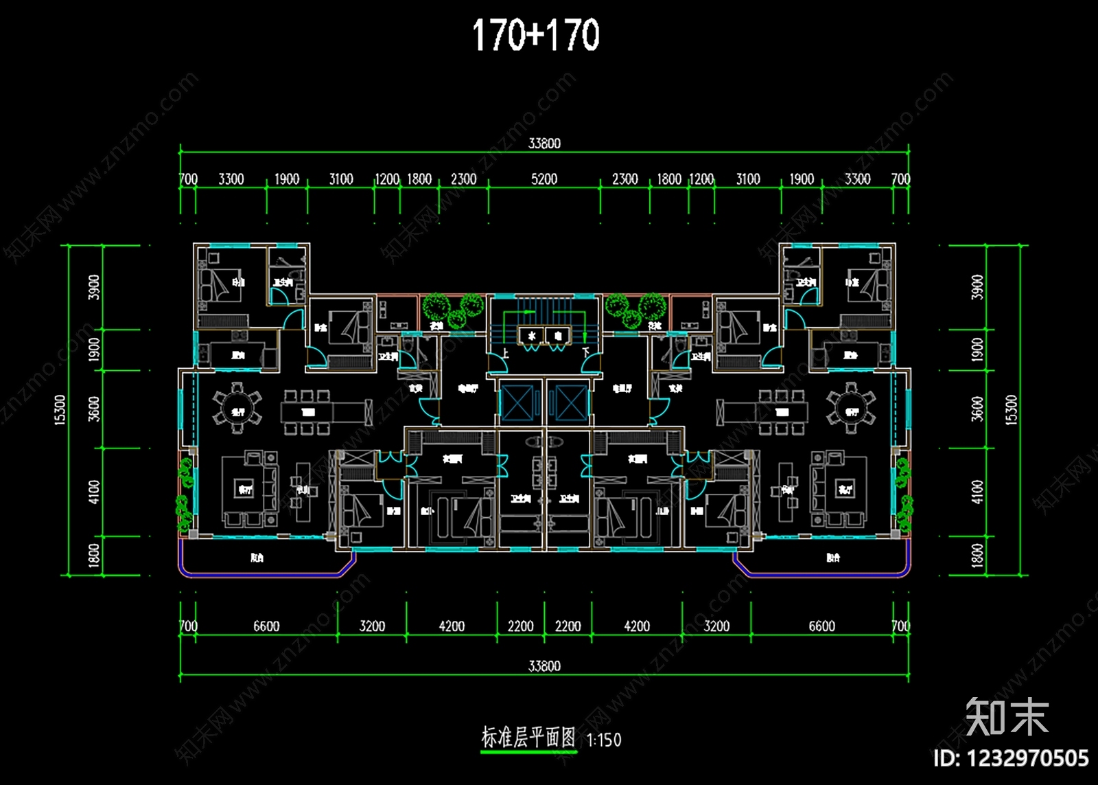 住宅楼建筑cad施工图下载【ID:1232970505】