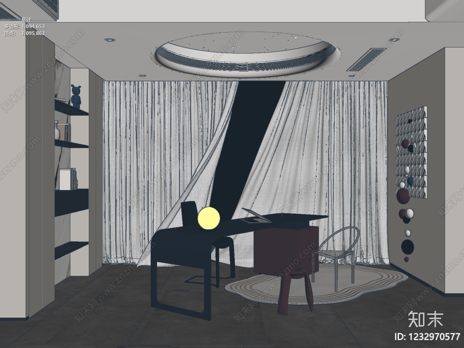 现代简约书桌椅3D模型下载【ID:1232970577】