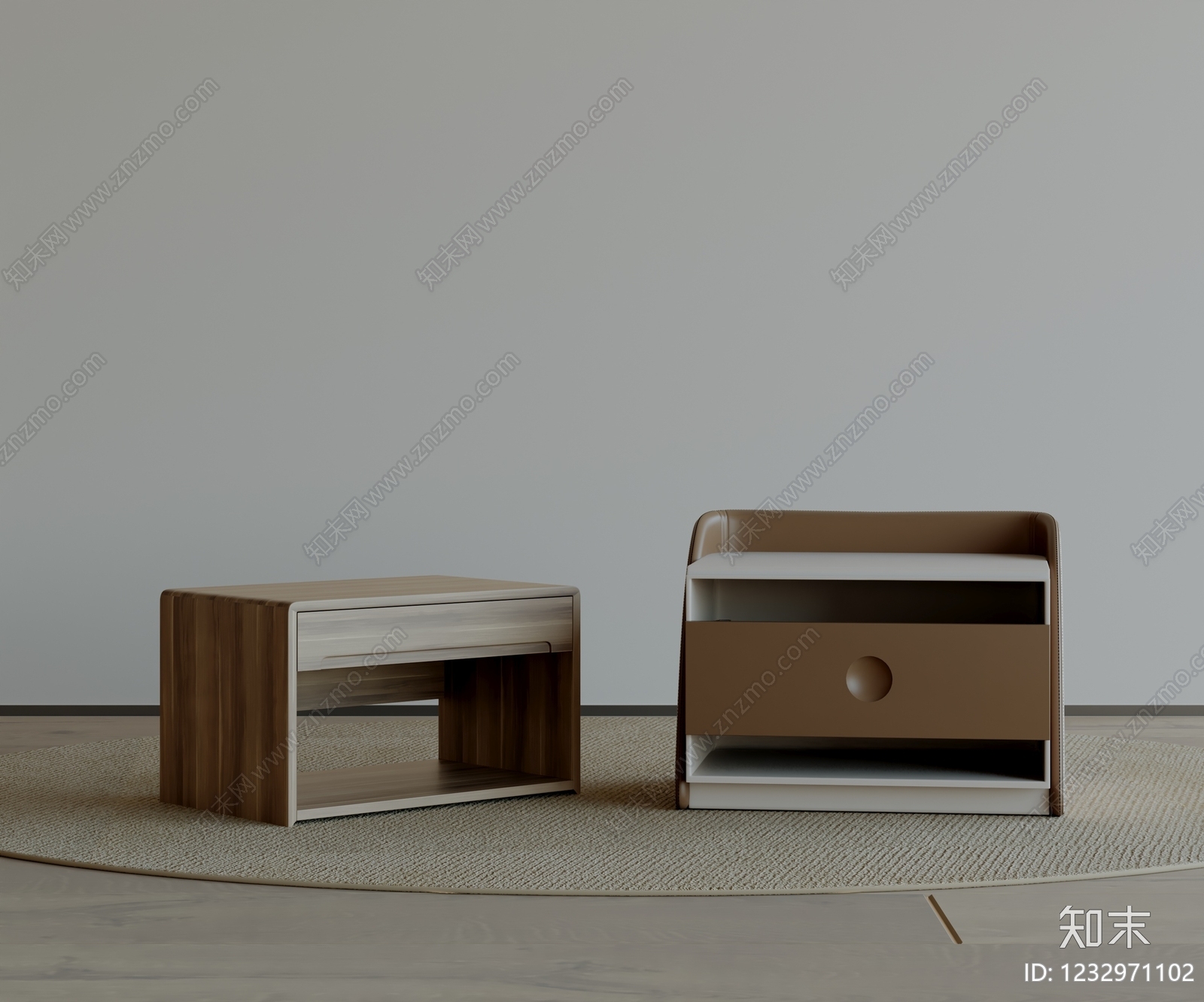 现代简约床头柜3D模型下载【ID:1232971102】