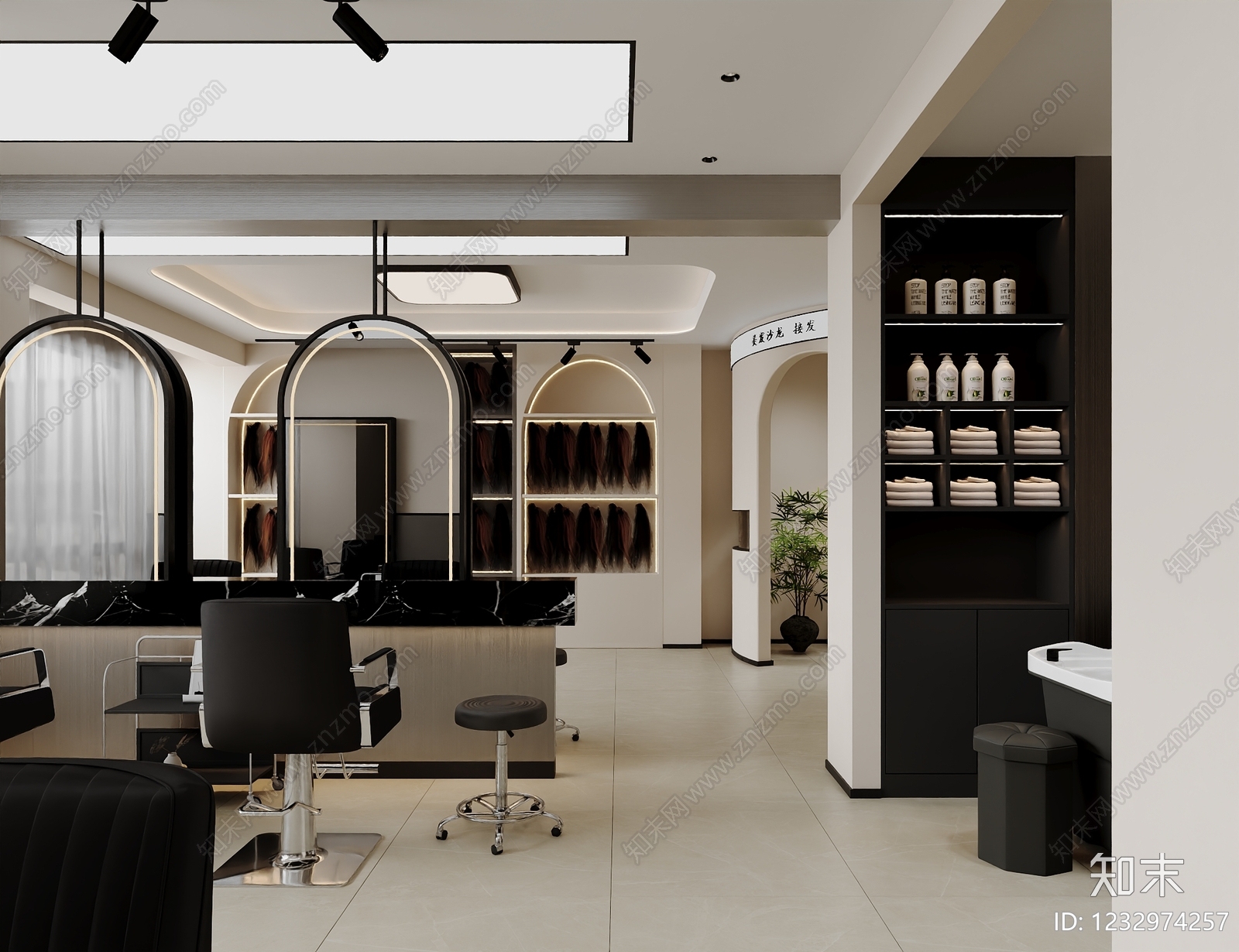 现代简约美发店3D模型下载【ID:1232974257】