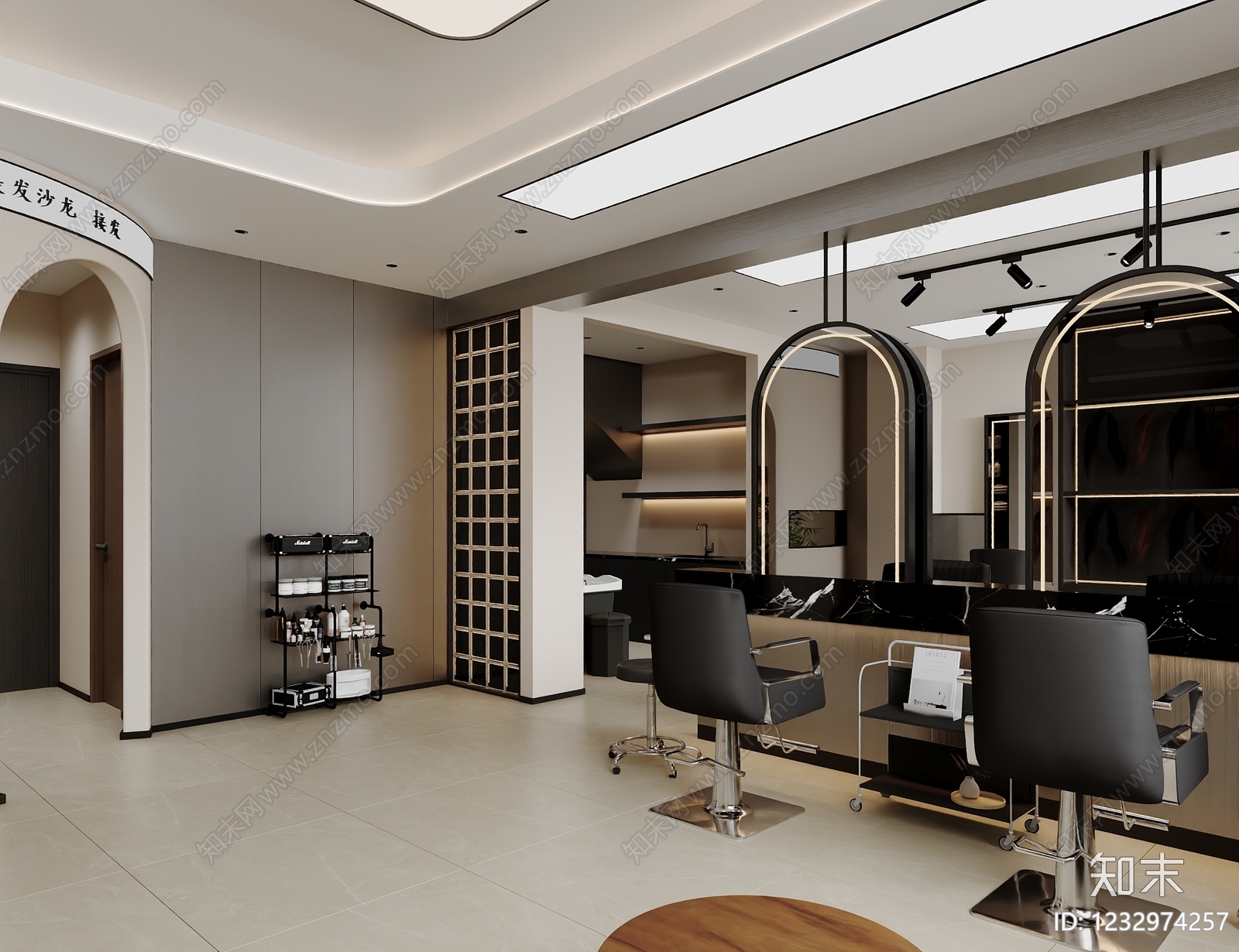 现代简约美发店3D模型下载【ID:1232974257】