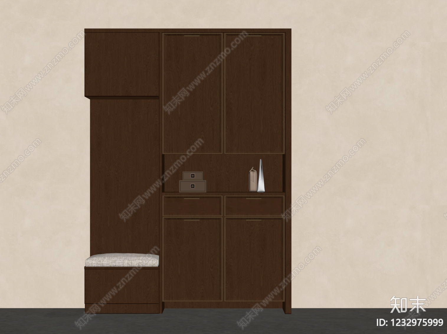 中古风鞋柜SU模型下载【ID:1232975999】