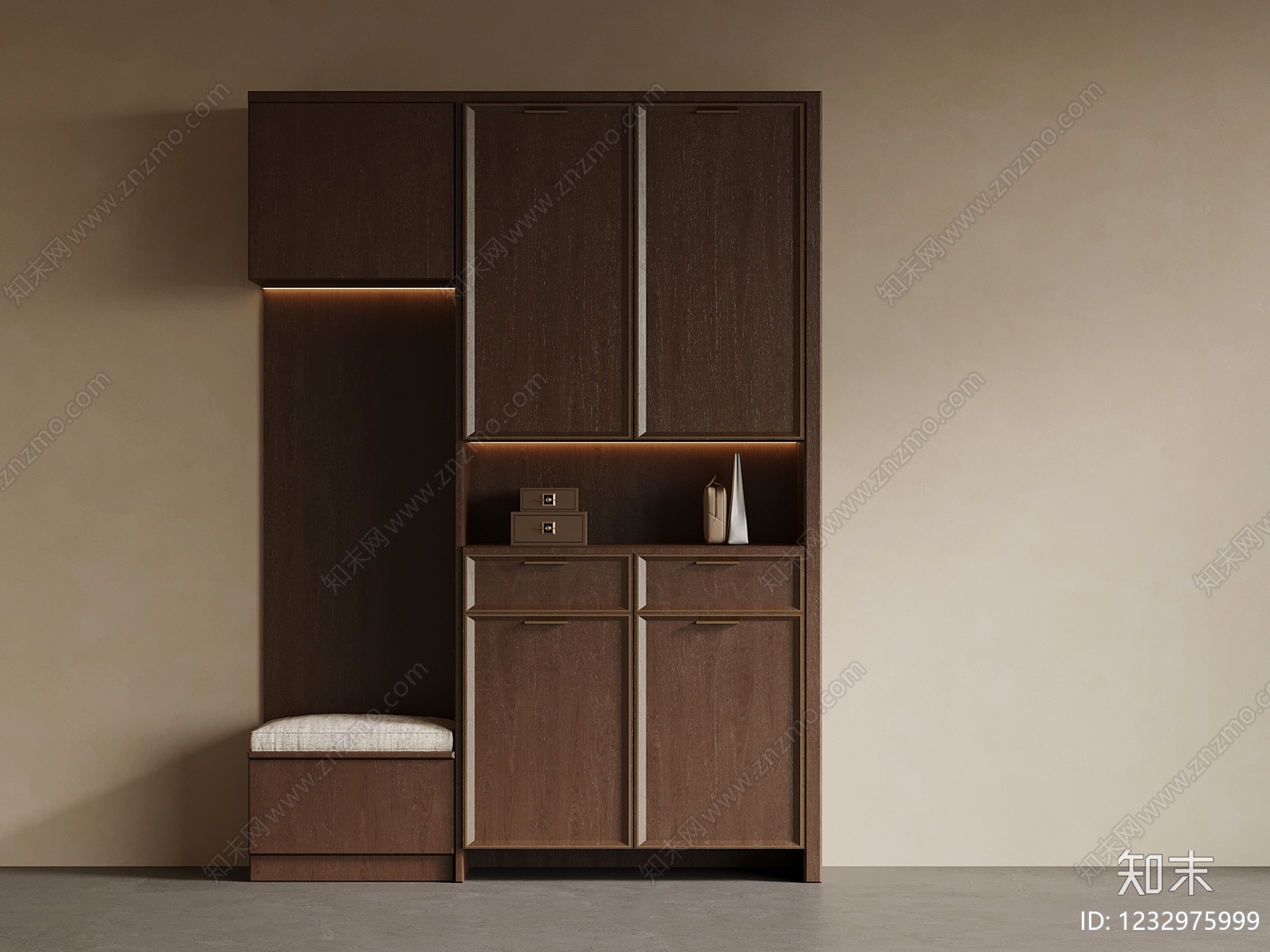 中古风鞋柜SU模型下载【ID:1232975999】