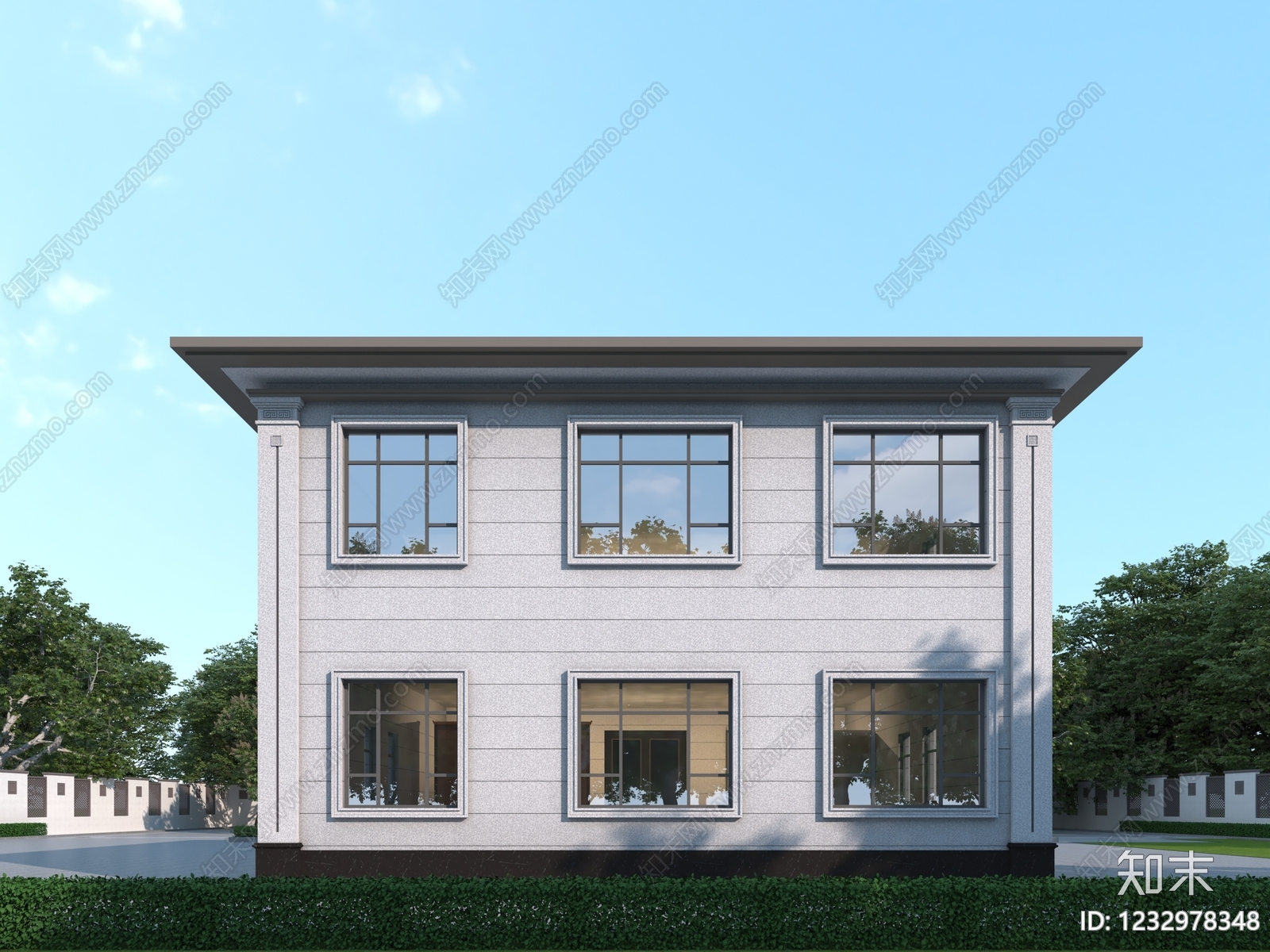 新中式别墅外观3D模型下载【ID:1232978348】