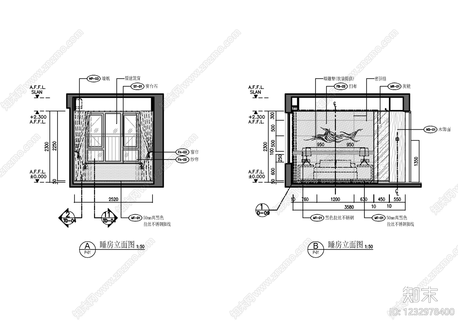 简约家装立面图CAD图纸