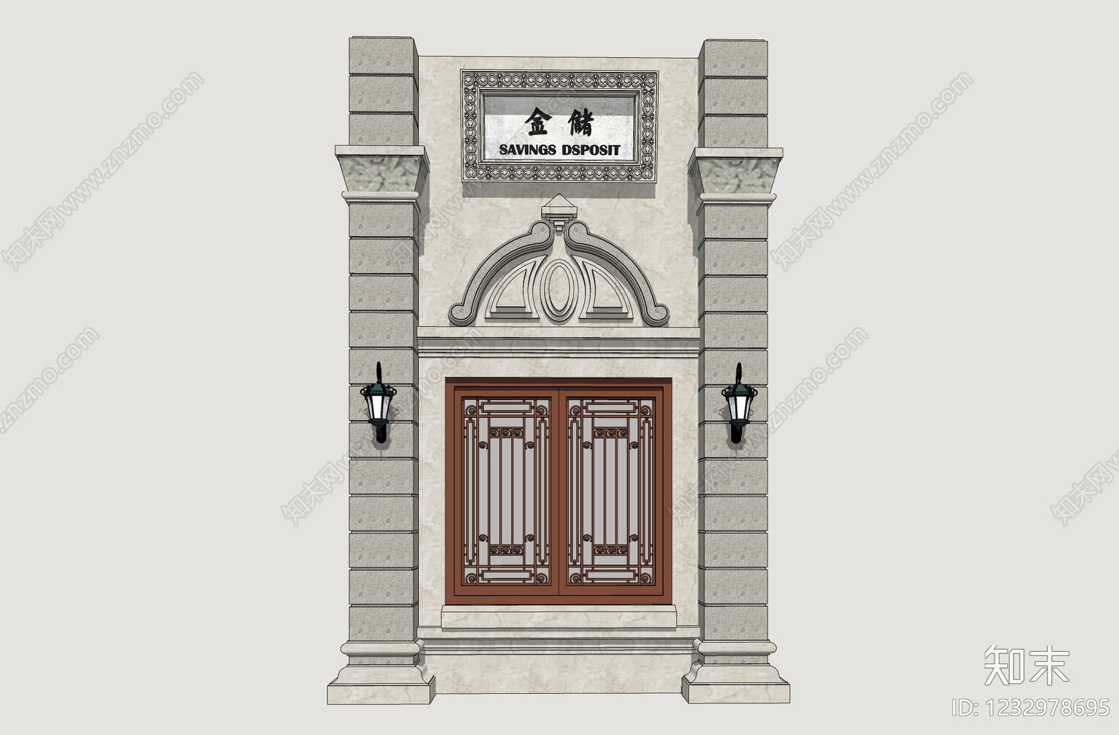 欧式双开门SU模型下载【ID:1232978695】