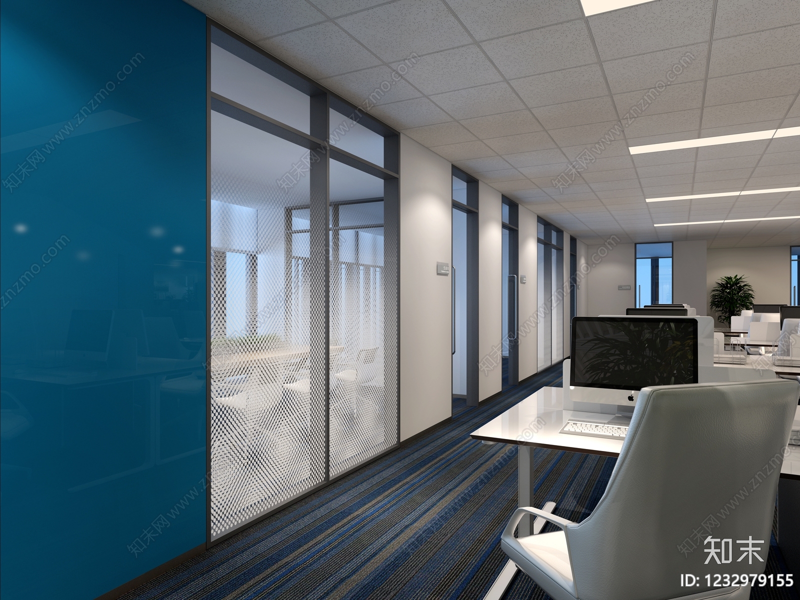 现代简约办公区3D模型下载【ID:1232979155】
