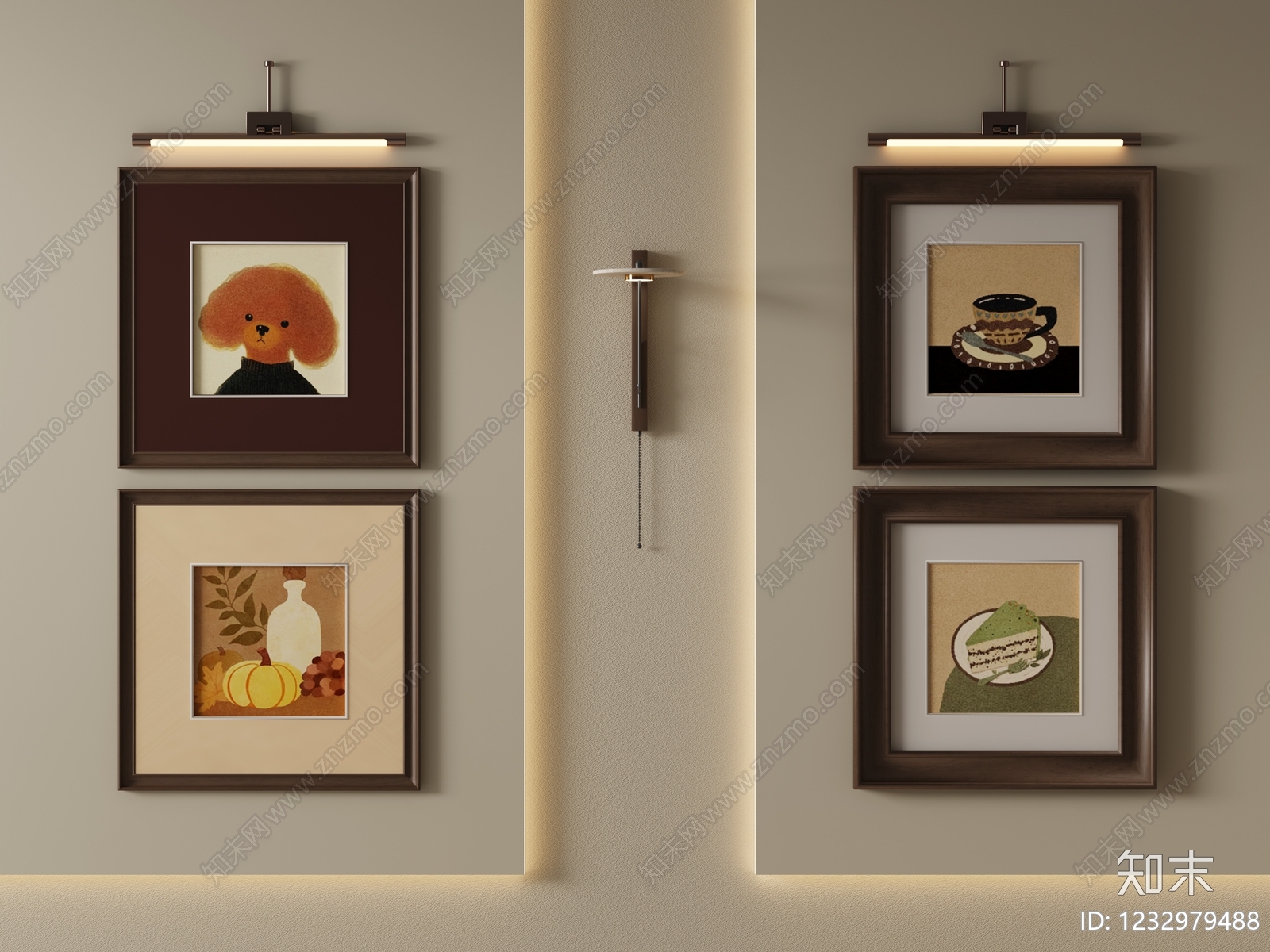中古风挂画SU模型下载【ID:1232979488】