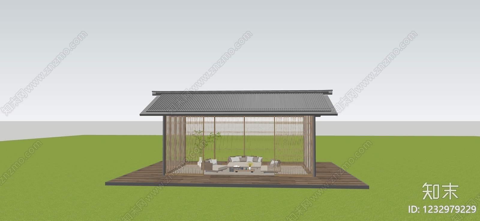 新中式亭子SU模型下载【ID:1232979229】