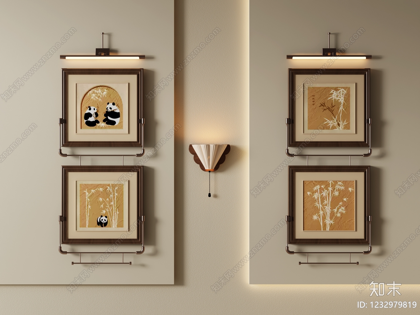新中式组合画3D模型下载【ID:1232979819】