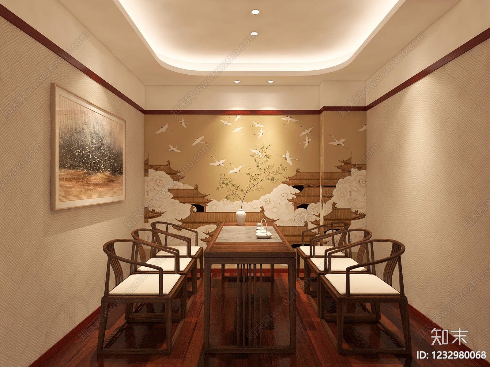 新中式茶馆3D模型下载【ID:1232980068】