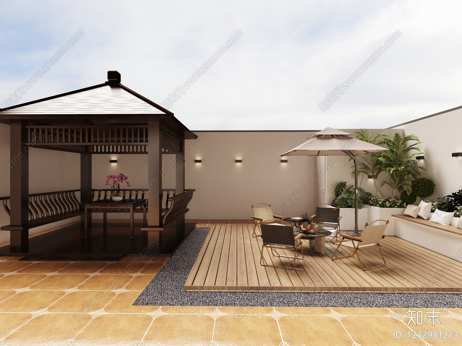 新中式景观庭院3D模型下载【ID:1232981213】
