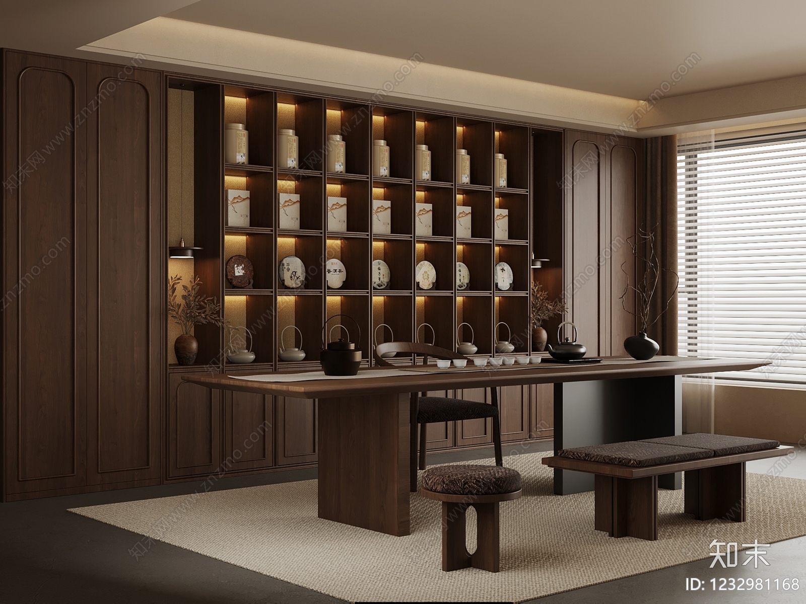 新中式茶室SU模型下载【ID:1232981168】