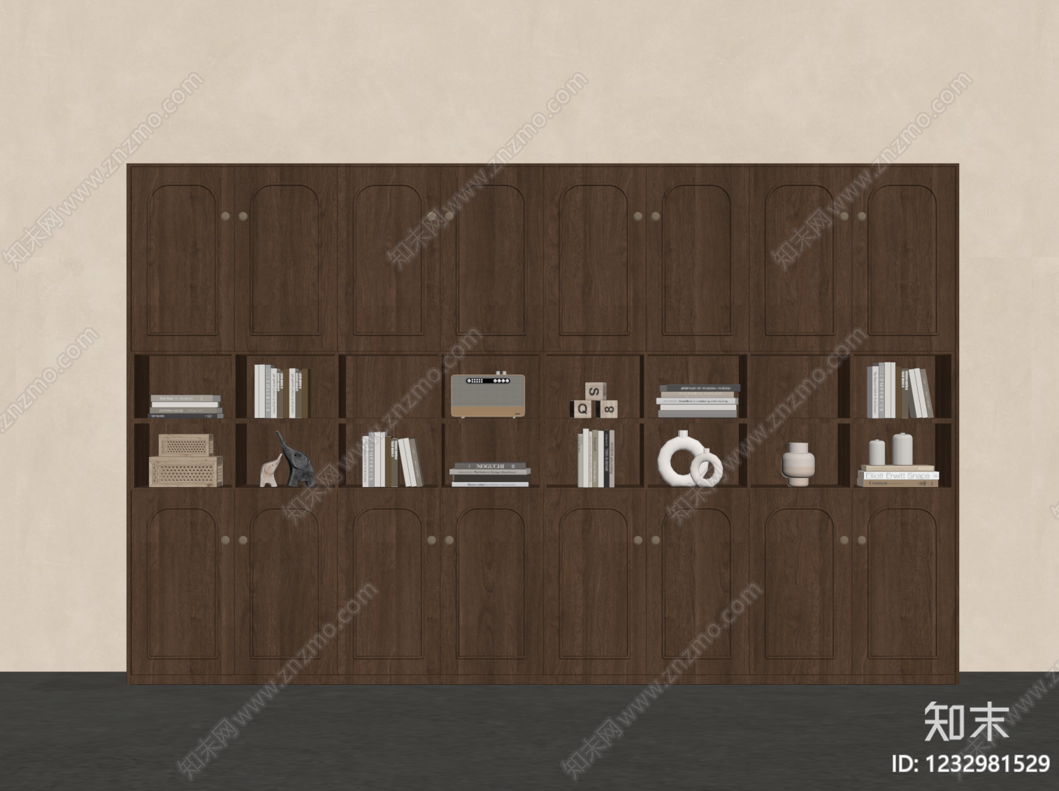 中古风书柜SU模型下载【ID:1232981529】