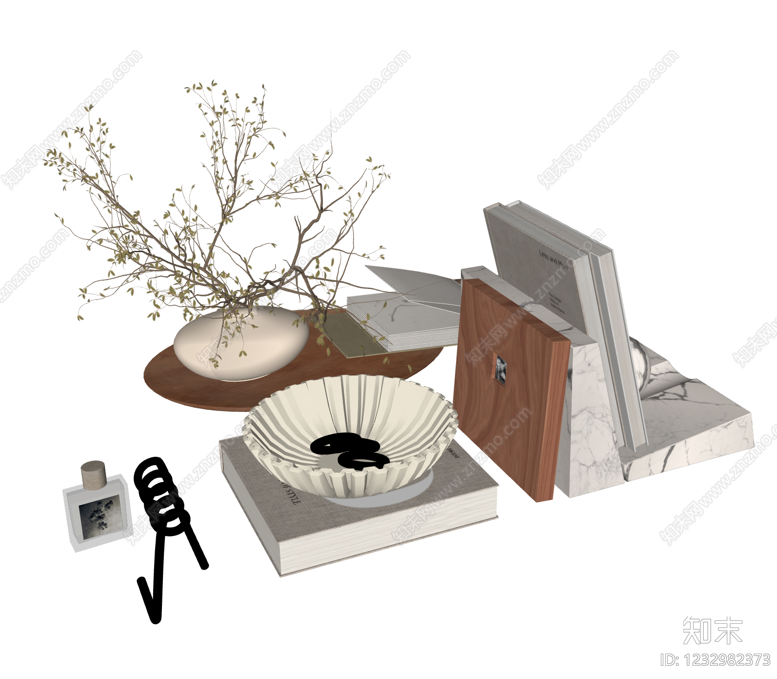 侘寂摆件组合SU模型下载【ID:1232982373】