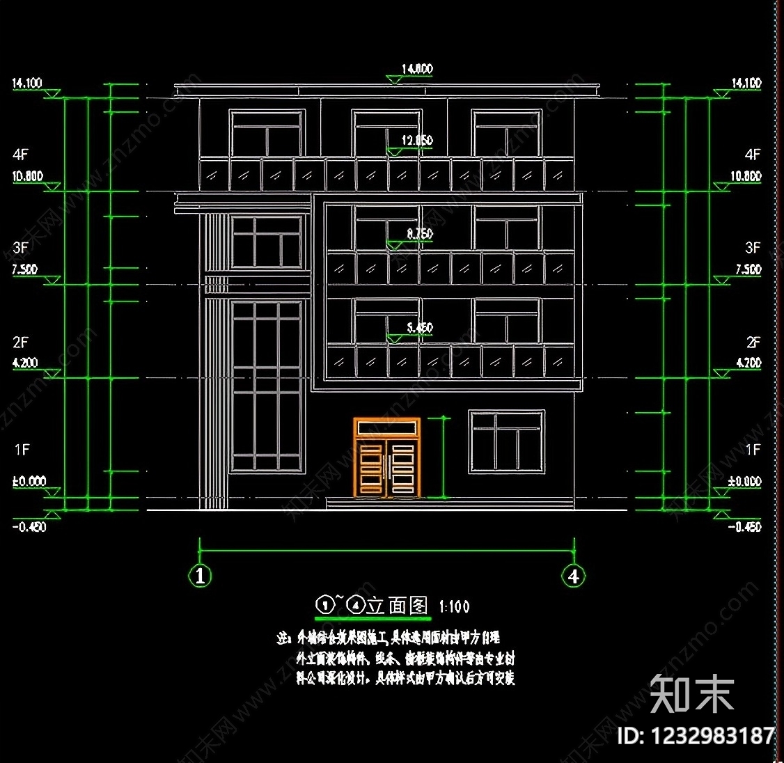 别墅建筑cad施工图下载【ID:1232983187】