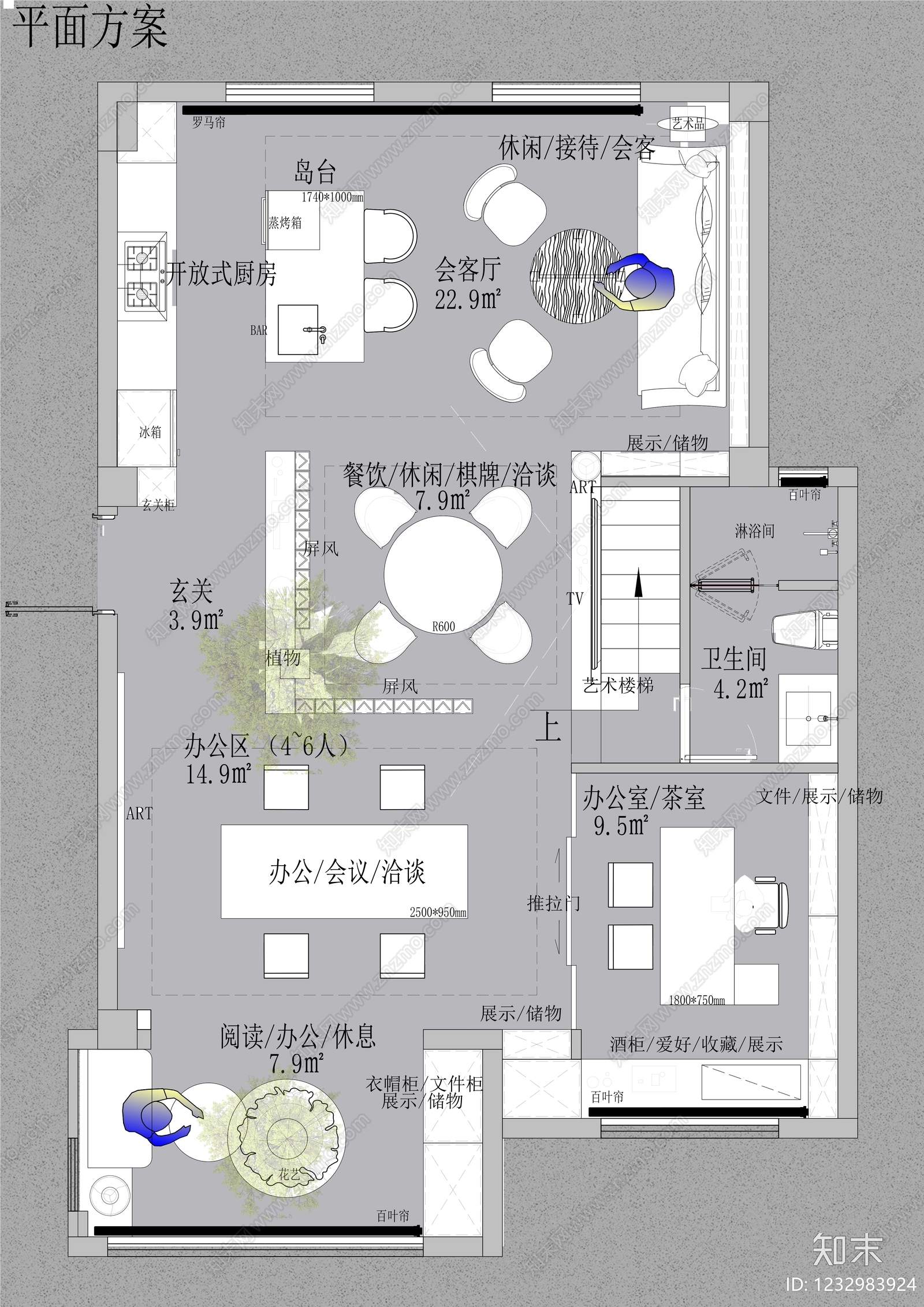 独立办公室cad施工图下载【ID:1232983924】