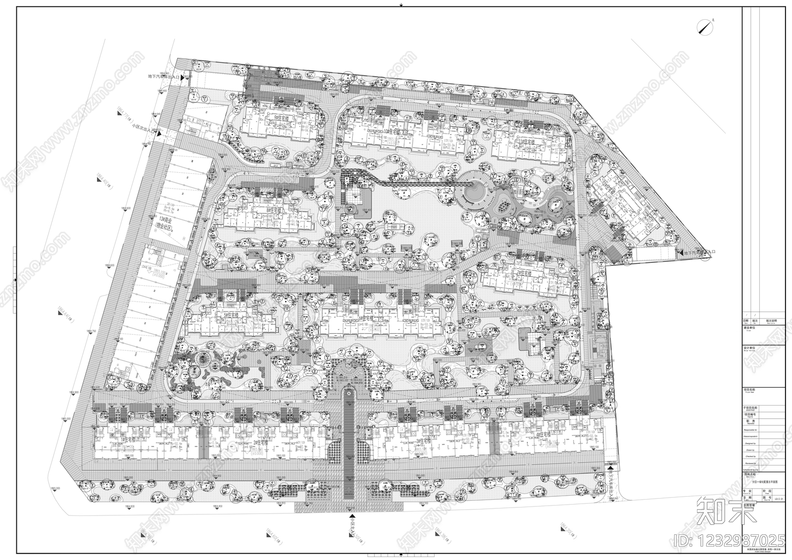 宅间绿地cad施工图下载【ID:1232987025】