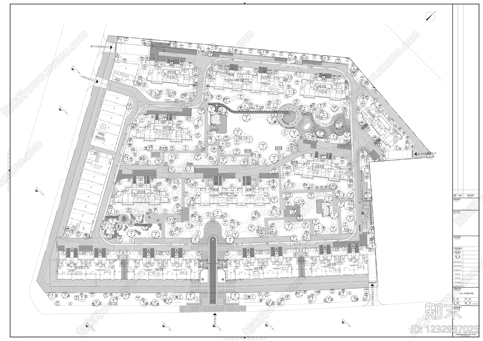 宅间绿地cad施工图下载【ID:1232987025】