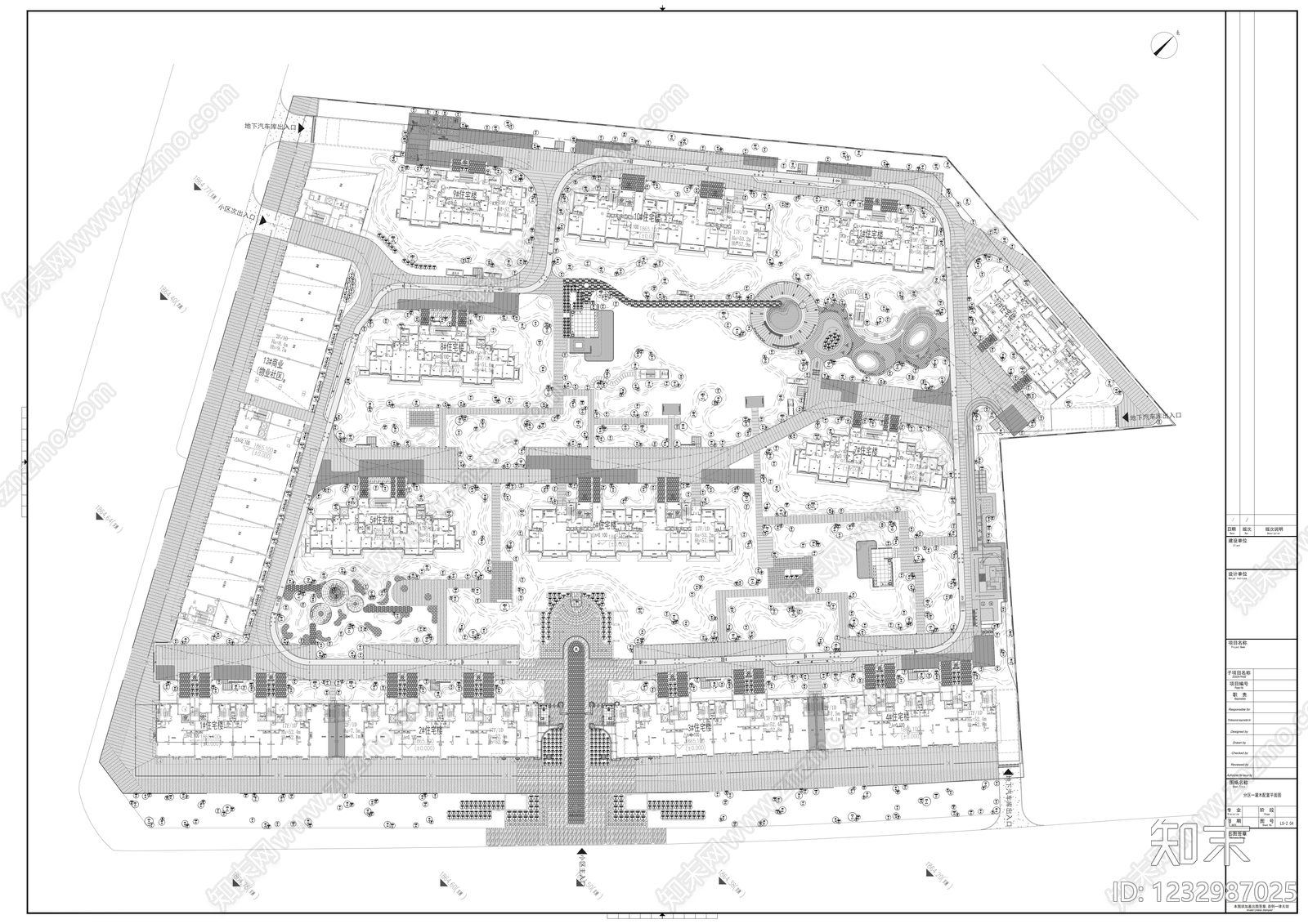 宅间绿地cad施工图下载【ID:1232987025】