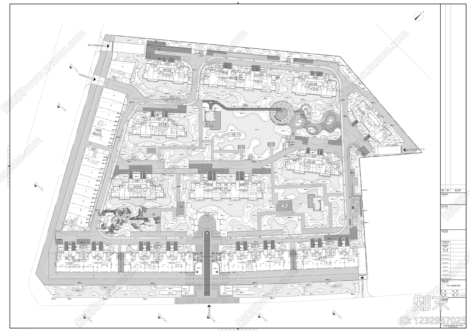 宅间绿地cad施工图下载【ID:1232987025】