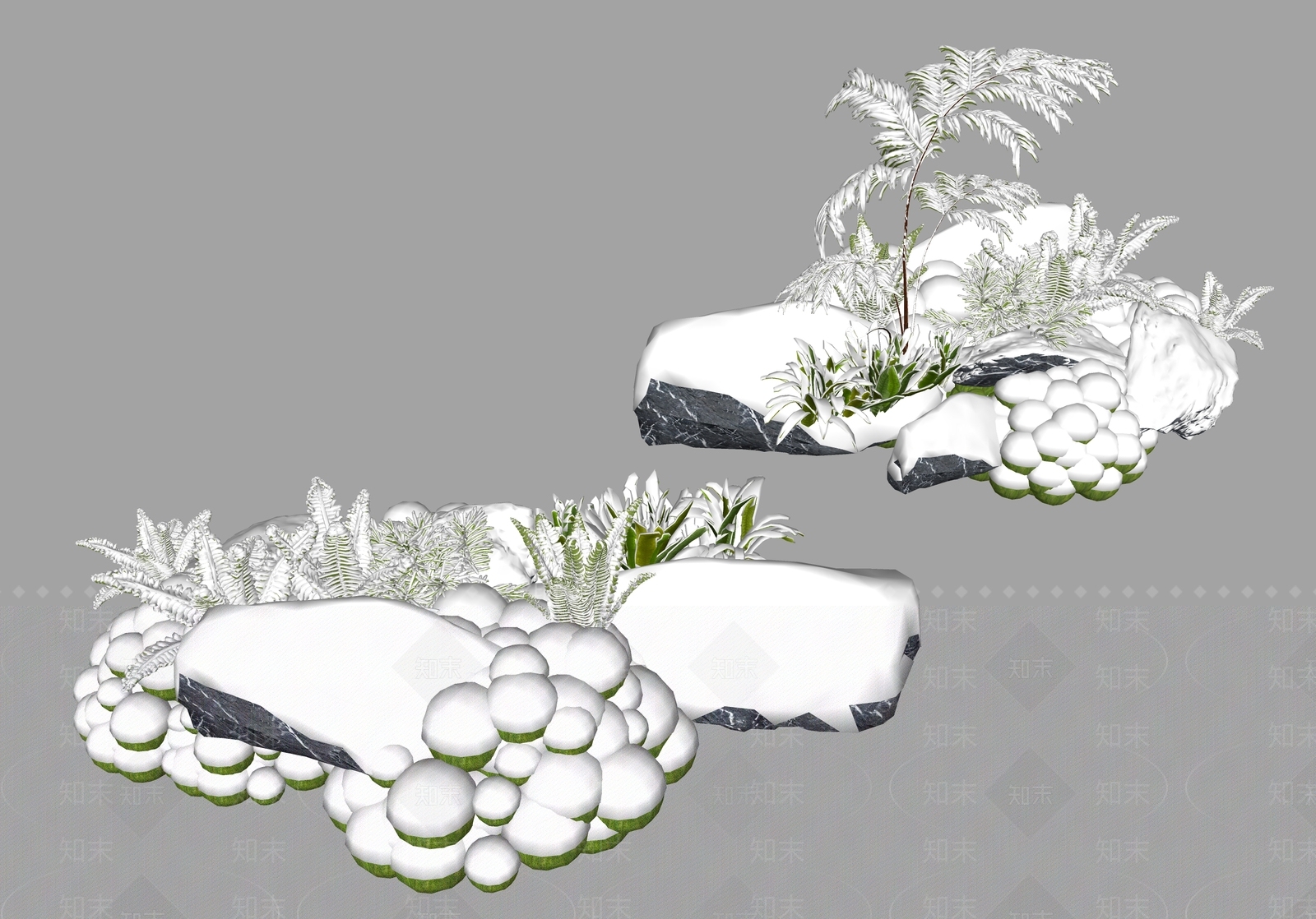 极简植物组合SU模型下载【ID:1232992718】