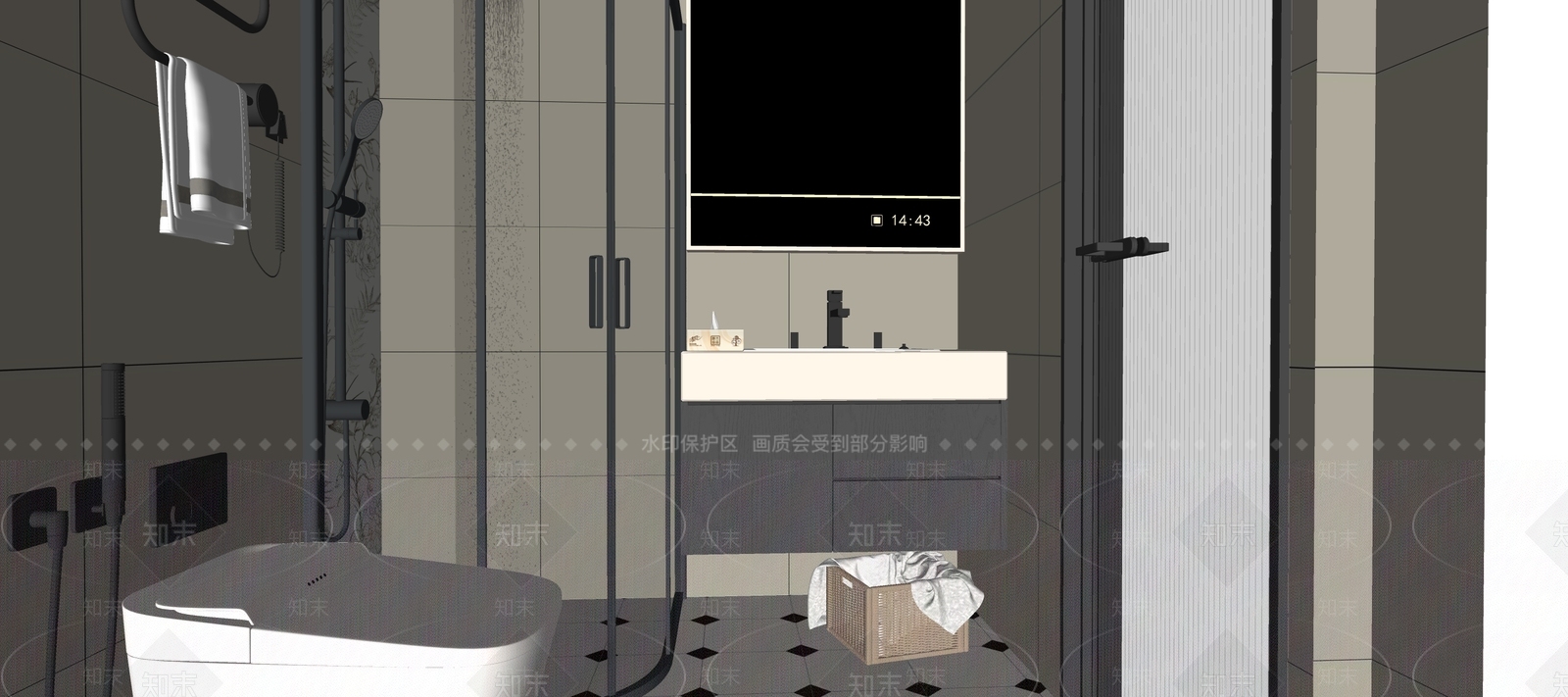 现代简约卫生间SU模型下载【ID:1232995163】