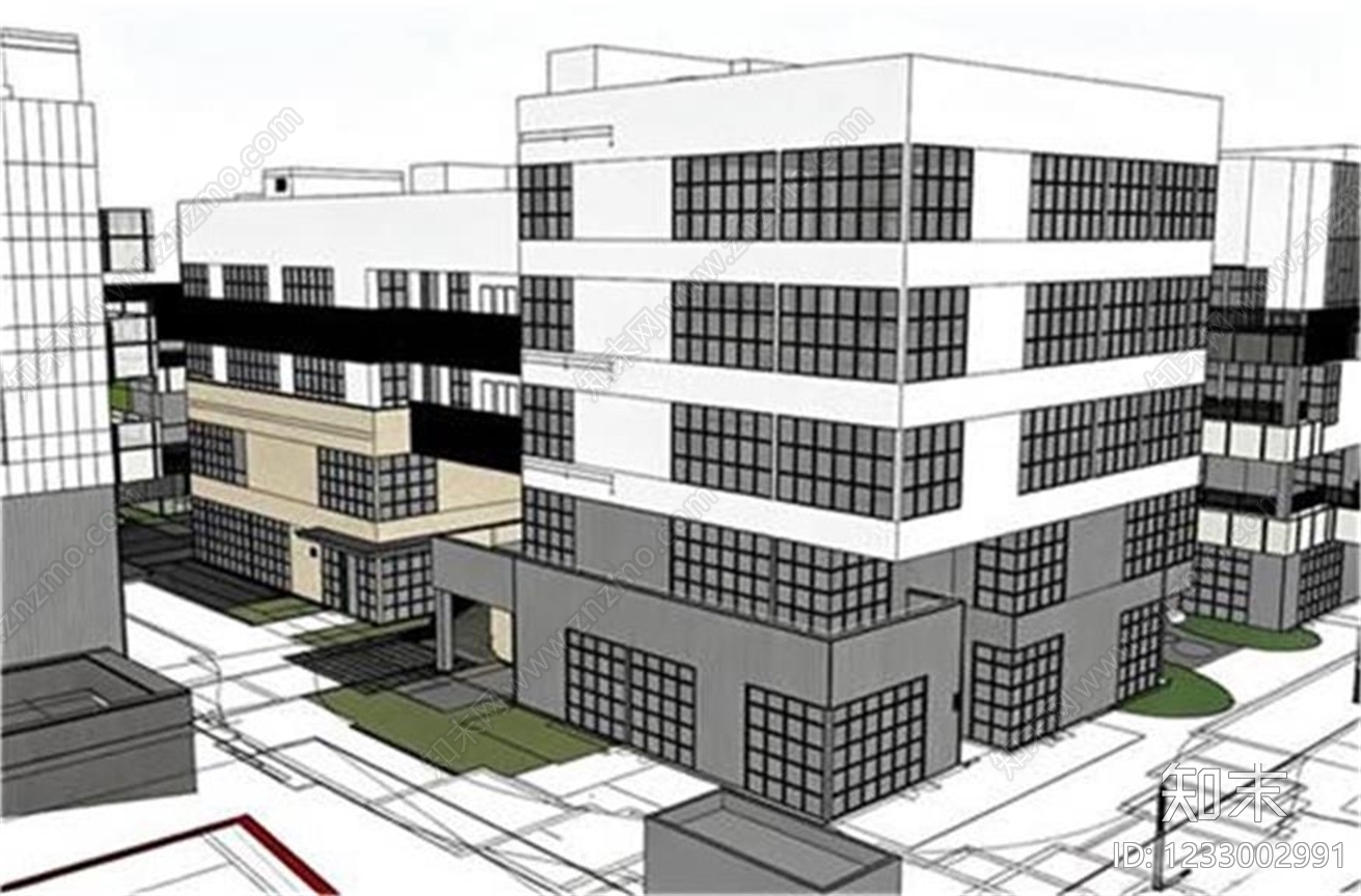 产业园建筑cad施工图下载【ID:1233002991】