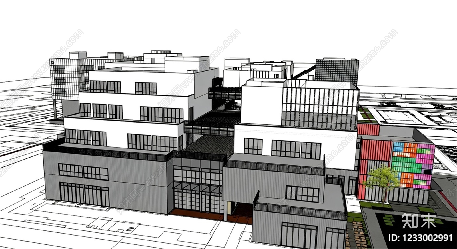 产业园建筑cad施工图下载【ID:1233002991】