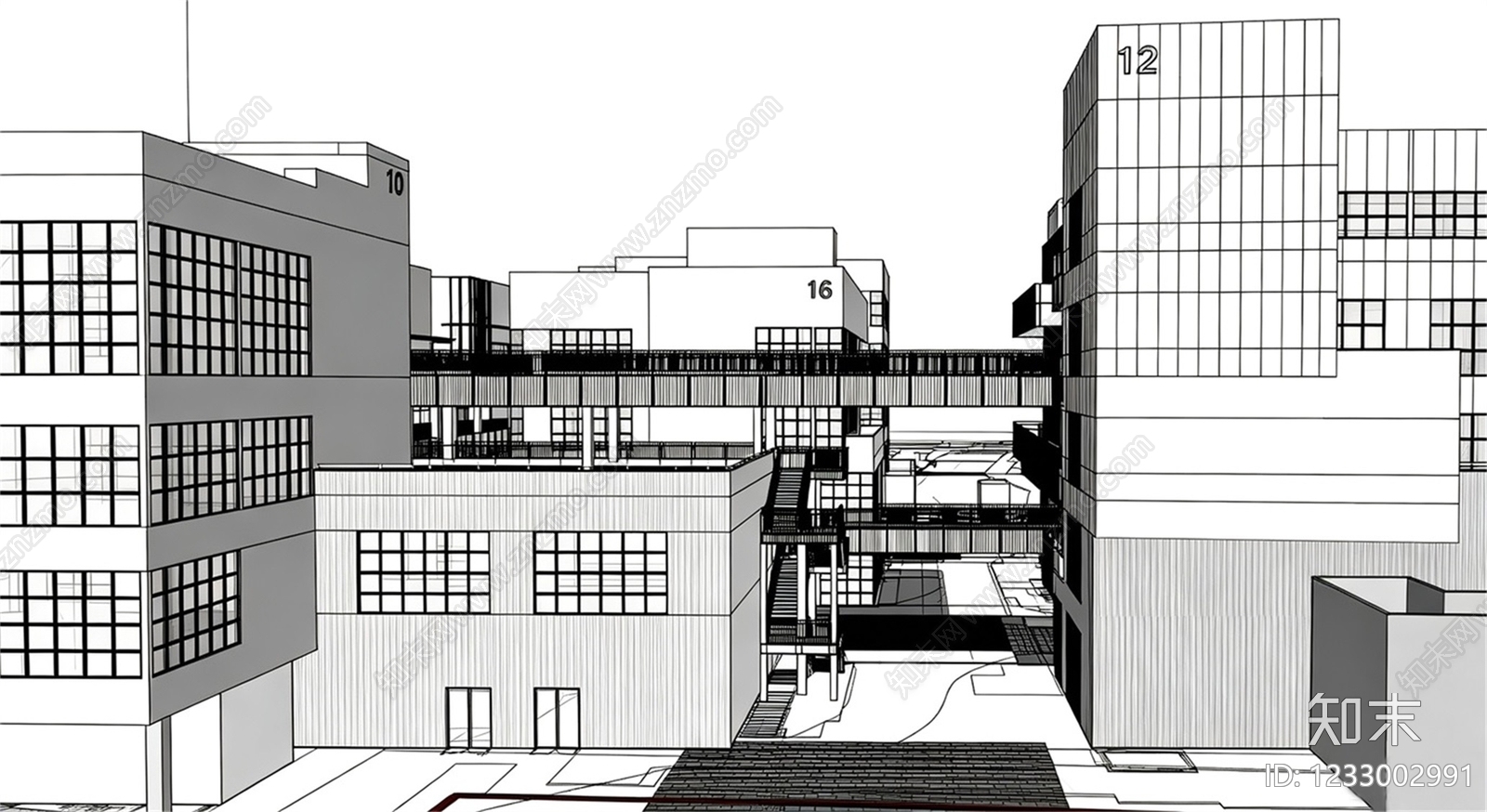 产业园建筑cad施工图下载【ID:1233002991】