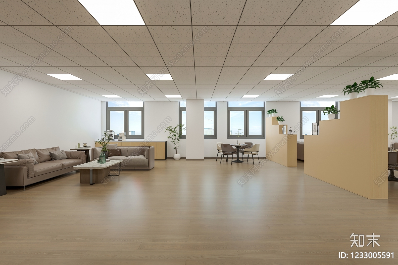 现代简约党建室3D模型下载【ID:1233005591】