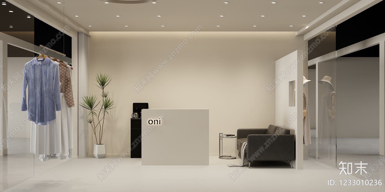 奶油风服装店3D模型下载【ID:1233010236】
