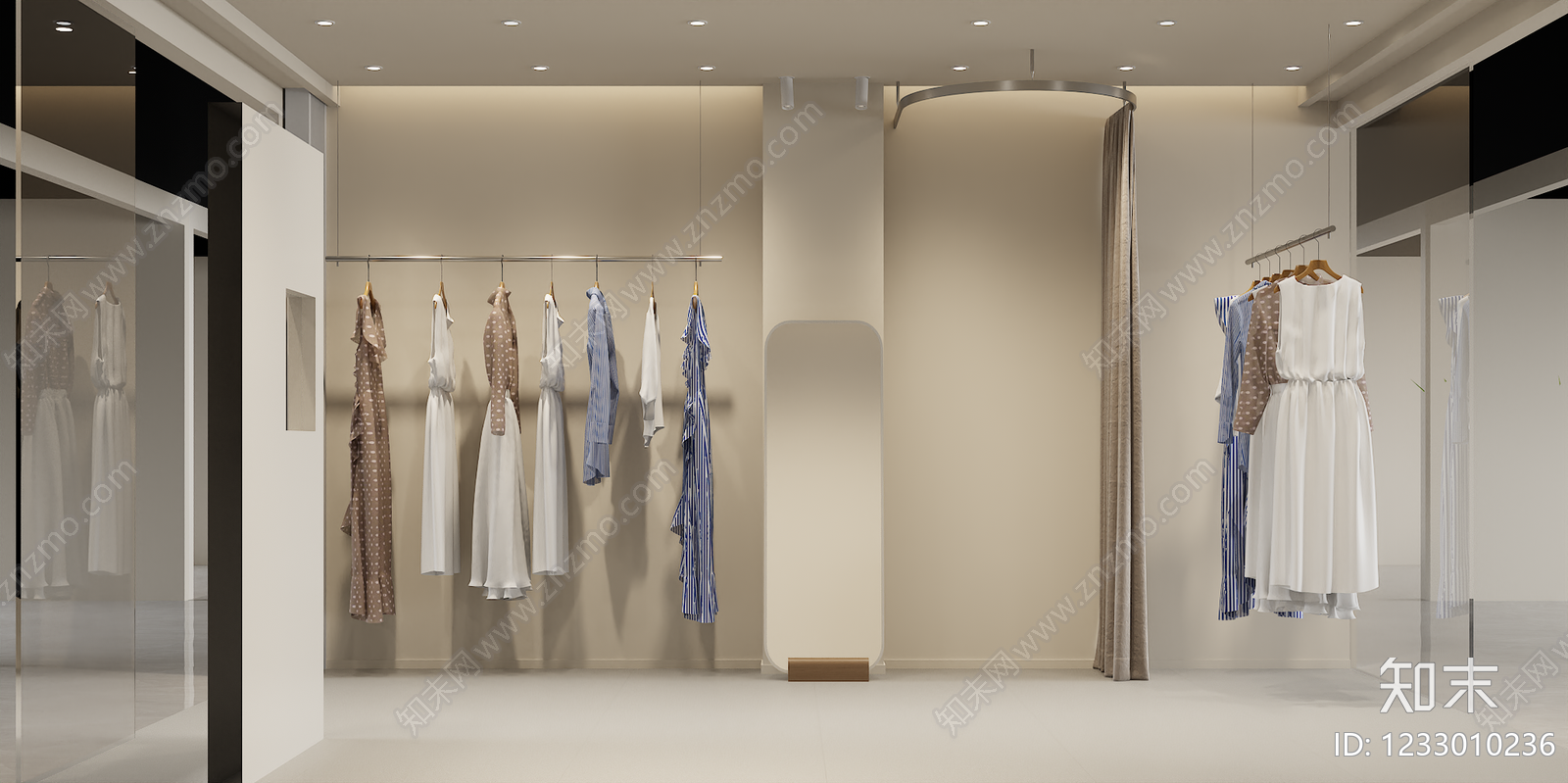 奶油风服装店3D模型下载【ID:1233010236】