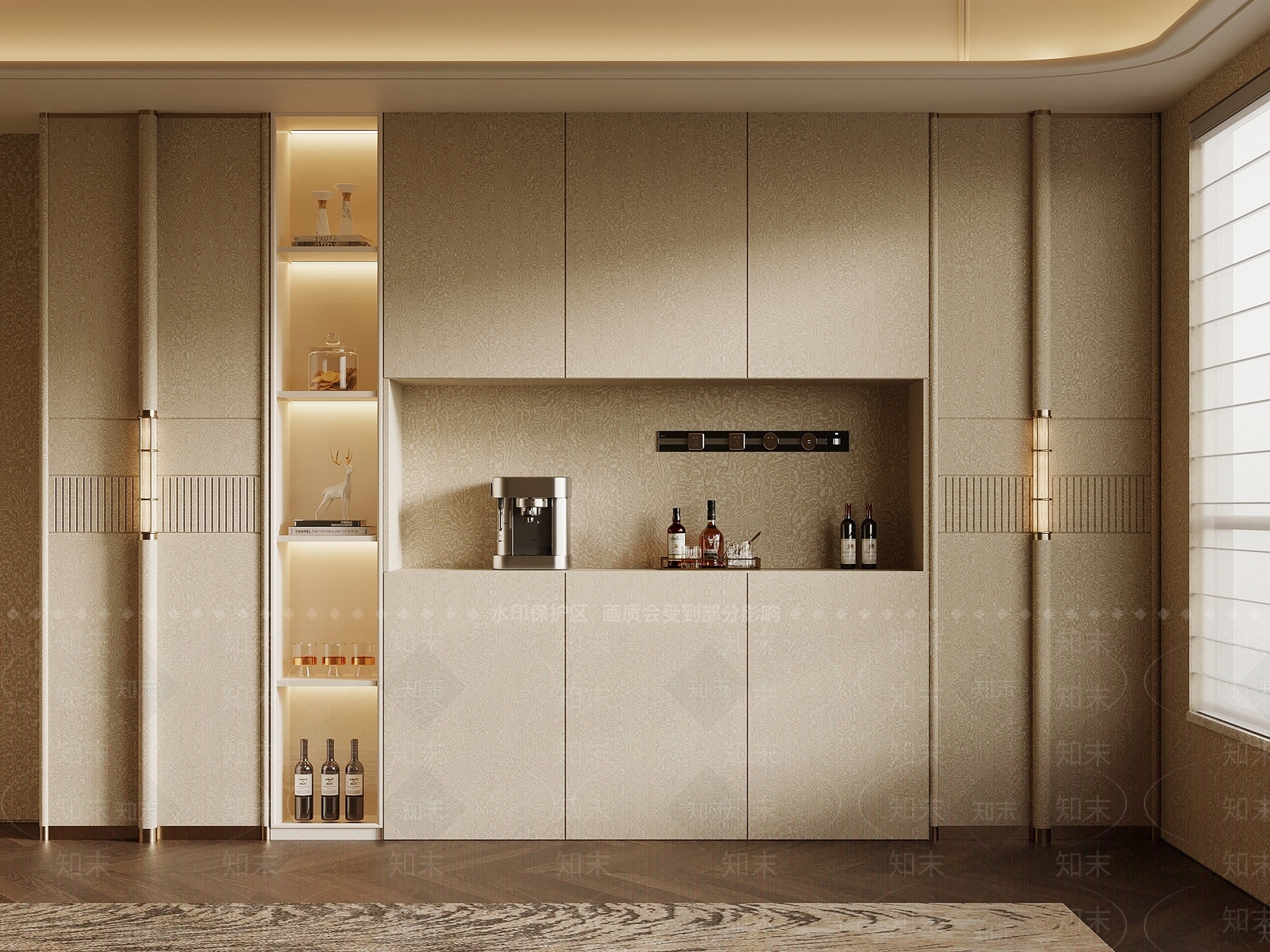 轻奢餐边柜SU模型下载【ID:1233011864】