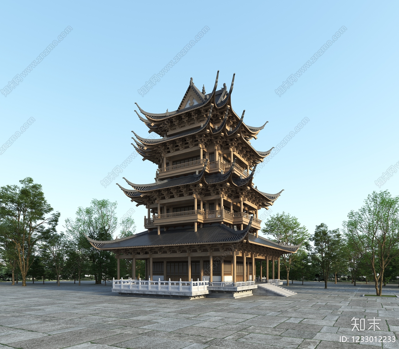 中式古建古建3D模型下载【ID:1233012233】