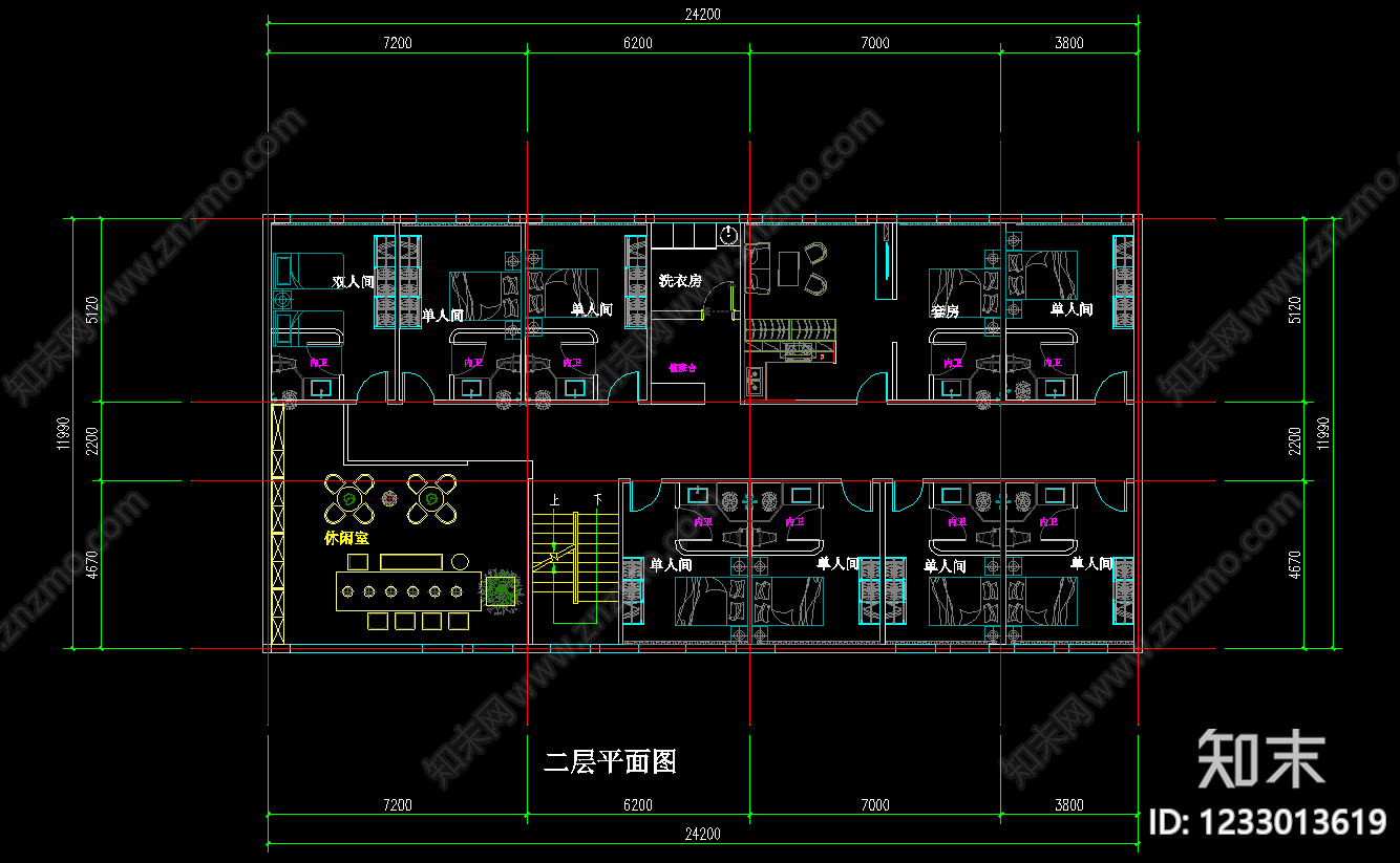 民宿建筑cad施工图下载【ID:1233013619】