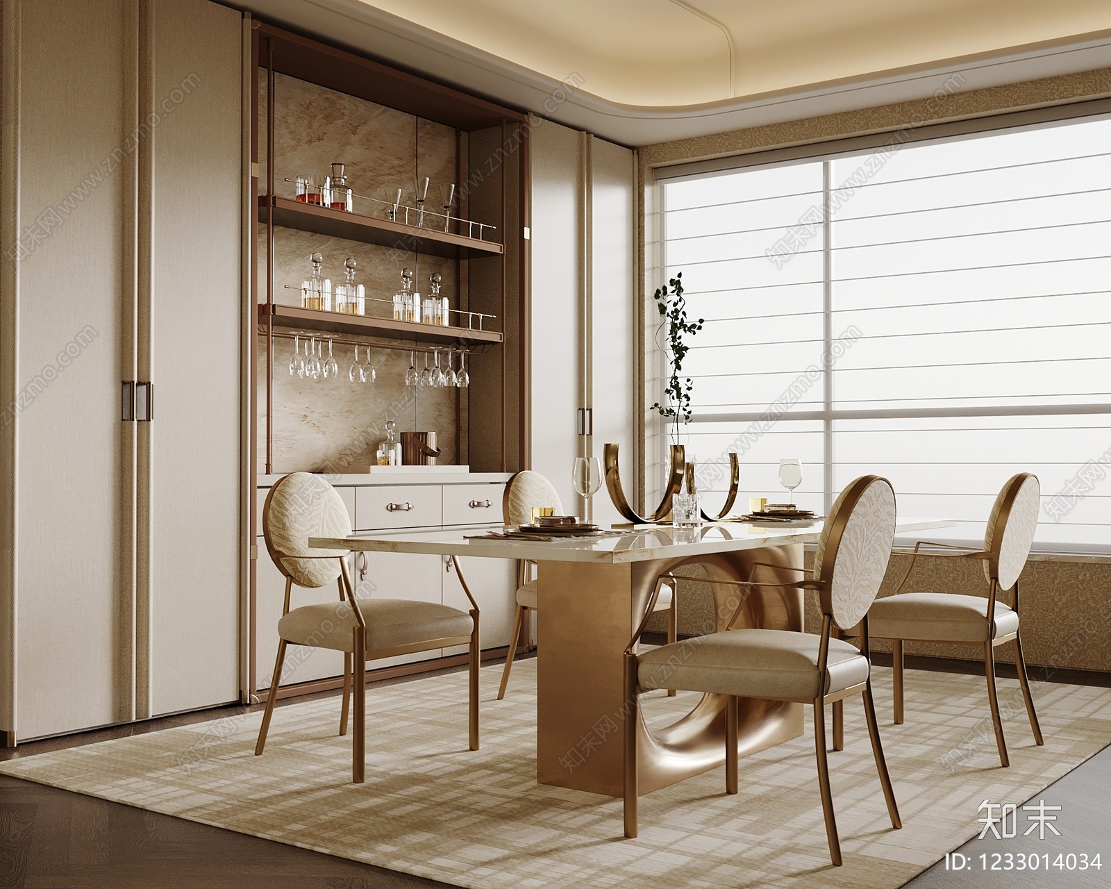 轻奢家居餐厅3D模型下载【ID:1233014034】