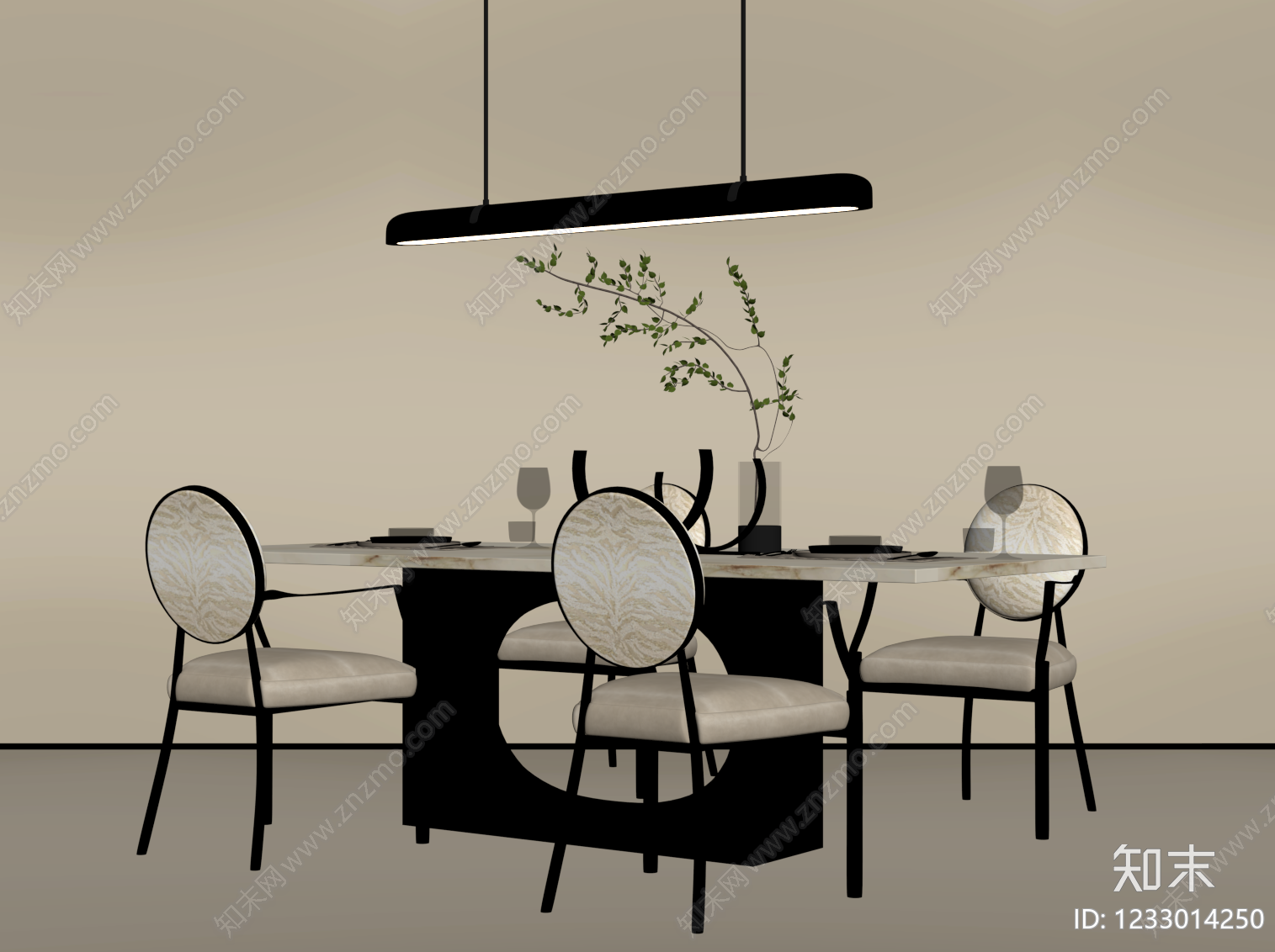 轻奢餐桌椅SU模型下载【ID:1233014250】