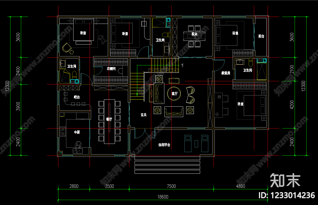 别墅建筑cad施工图下载【ID:1233014236】