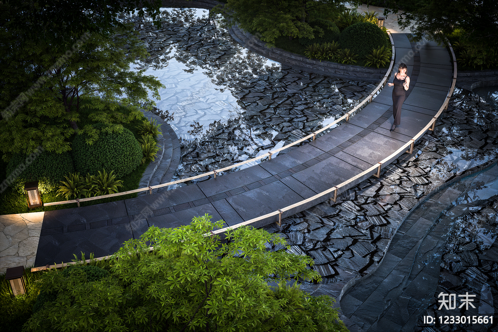 新中式景观景观桥3D模型下载【ID:1233015661】