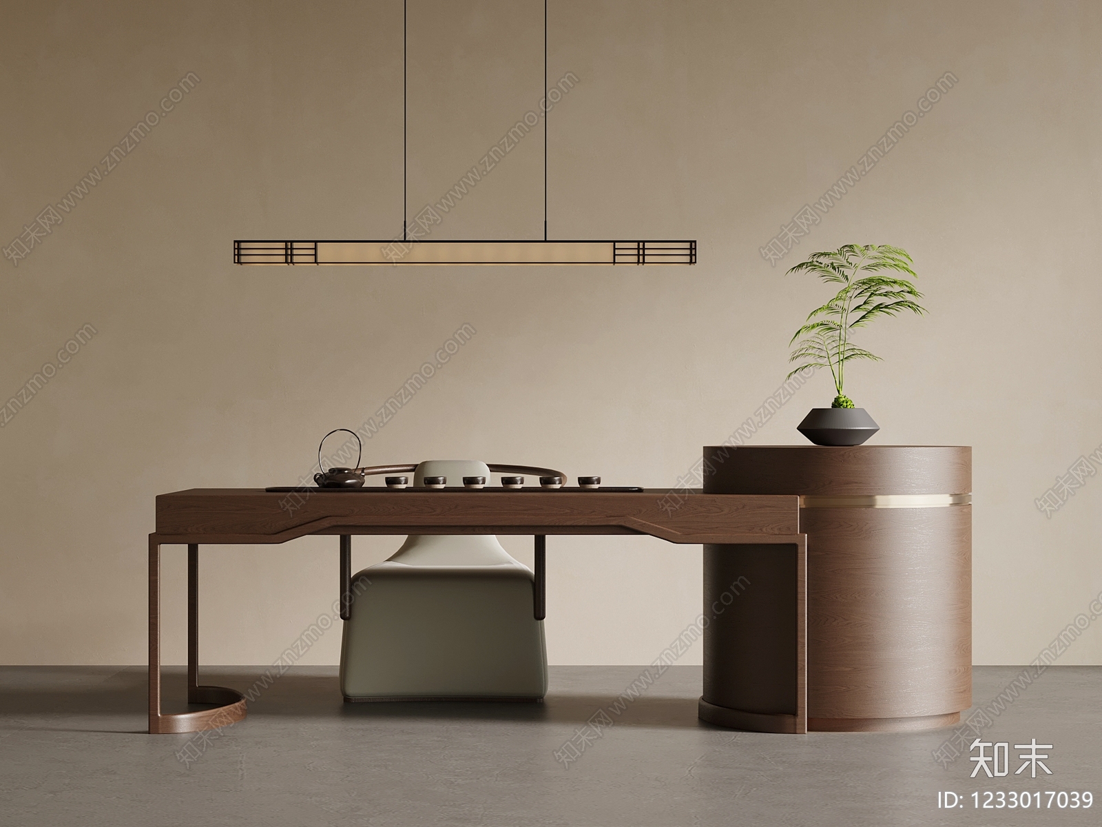新中式茶桌椅3D模型下载【ID:1233017039】