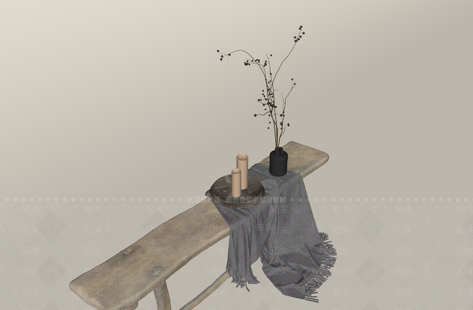 侘寂其他凳子SU模型下载【ID:1233017161】