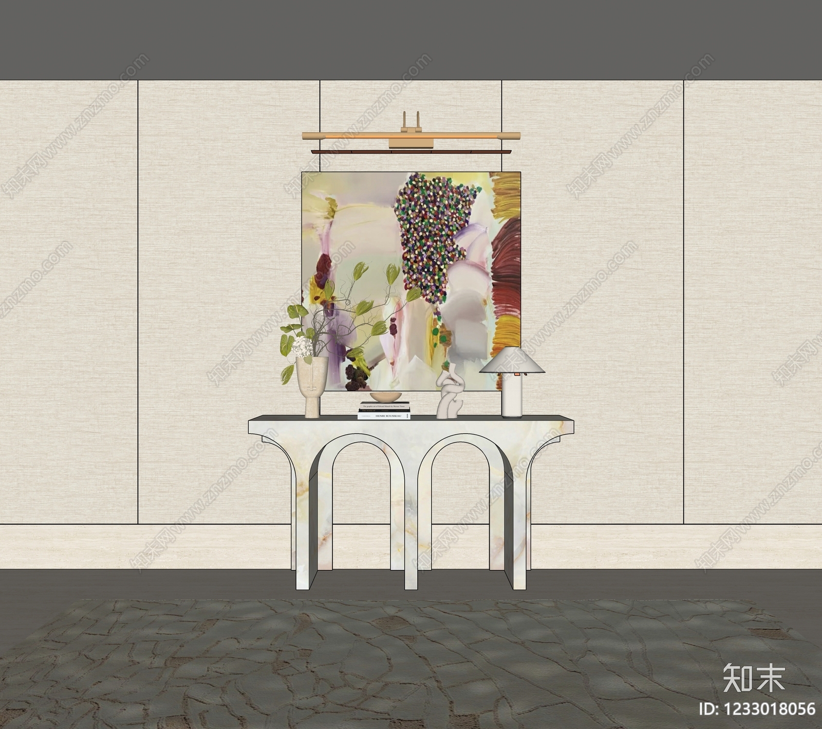 奶油风玄关SU模型下载【ID:1233018056】