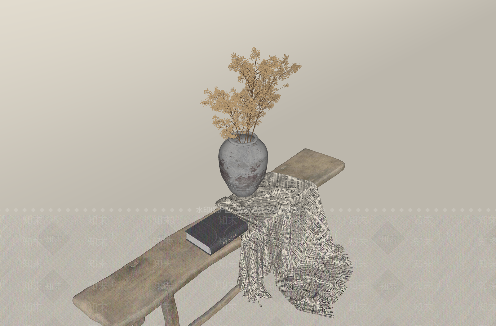 侘寂条案SU模型下载【ID:1233018278】
