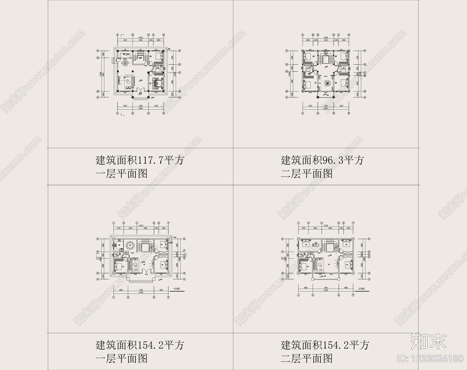 别墅建筑cad施工图下载【ID:1233024180】
