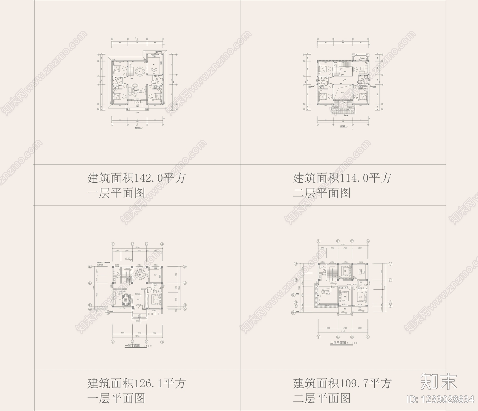 别墅建筑cad施工图下载【ID:1233028834】